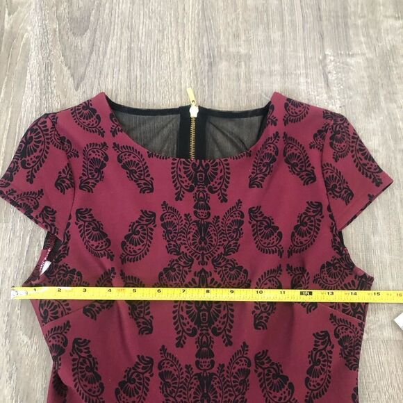 NWT B. Darlin Maroon Womens Sleeveless Floral Fern Leaf Dress Size 7/8 - Picture 11 of 11